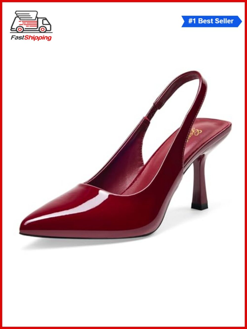 ✨ GENSHUO Women's Slingback Kitten Heel Pointed Toe Stiletto Pumps Wedding